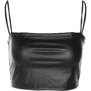 Black Leather Crop Top